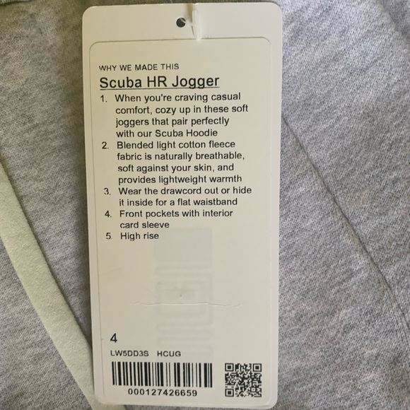 NWT lululemon scuba HR joggers size 4 - Picture 9 of 9